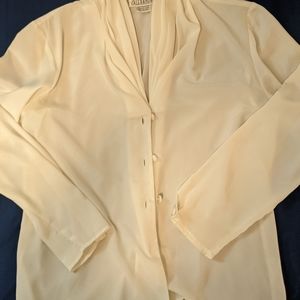 White silky button front blouse